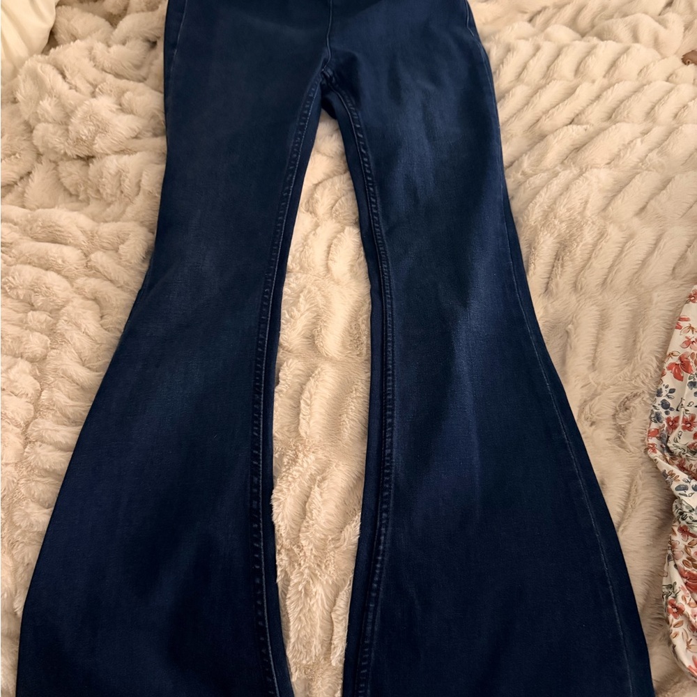 Free People Dark Blue Wide Leg Jeans